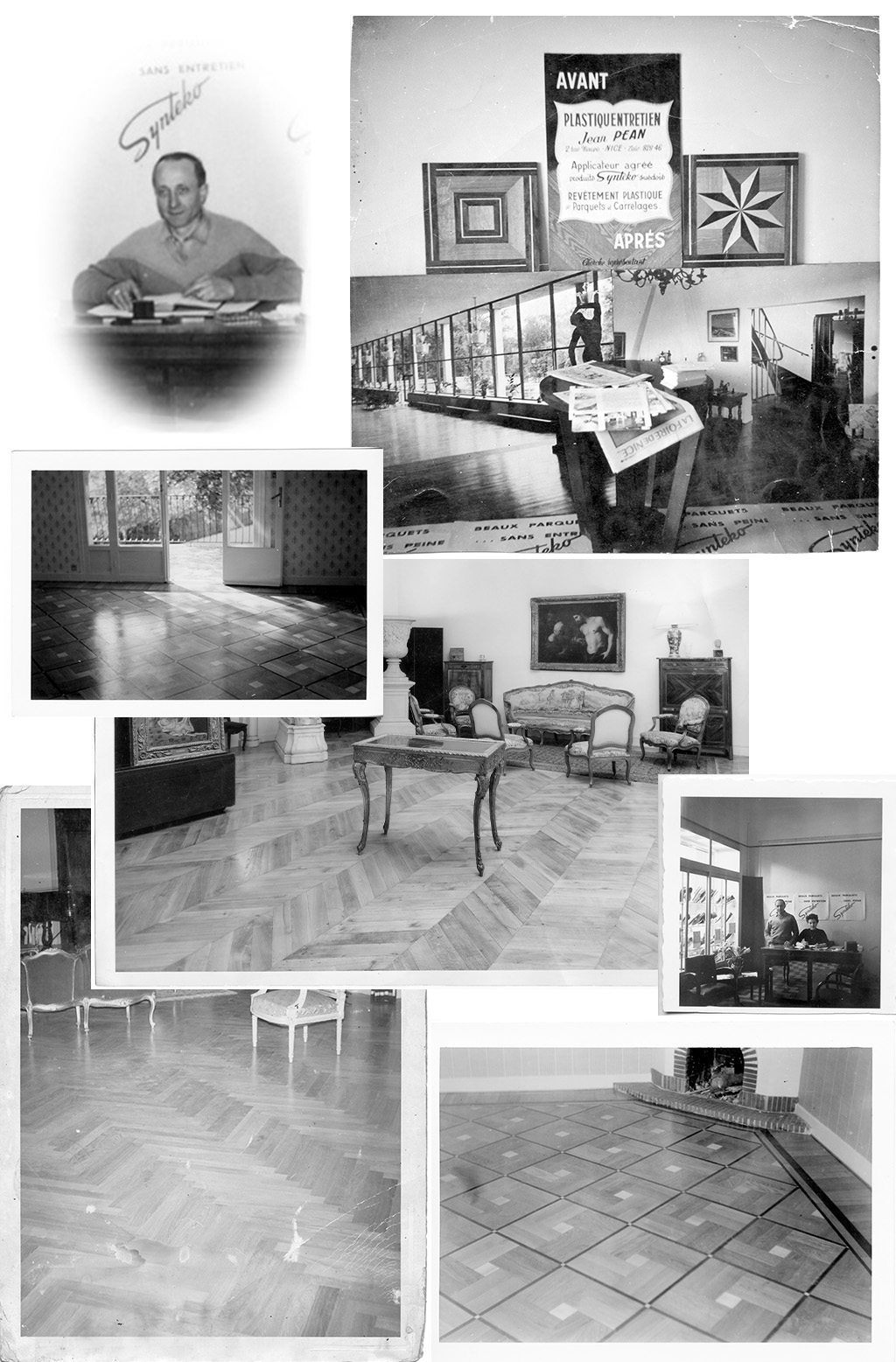 Photos très anciennes en noir et blanc retraçant les débuts de l'entreprise Péan avec son fondateur Jean Péan