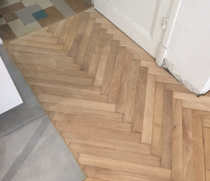Raccord de parquet : après (sans finition - brut)