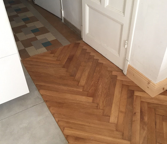 Raccord de parquet : après (finitions)